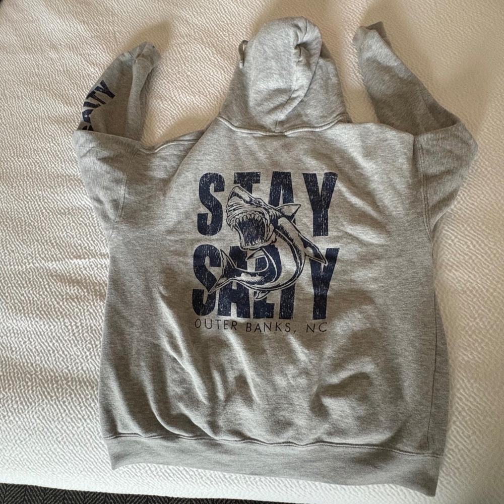 Stay Salty Outer Banks Shark Hoodie Zip Up‎ Coastal Graphic Sweatshirt